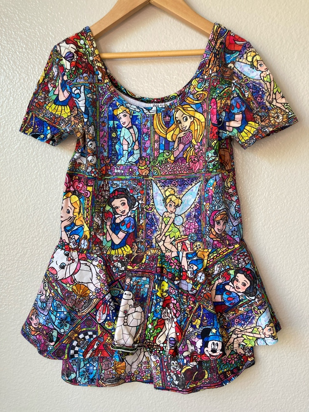 Wild Rich Kids Disney princess stained glass dress bodysuit stretch  sz 13/14